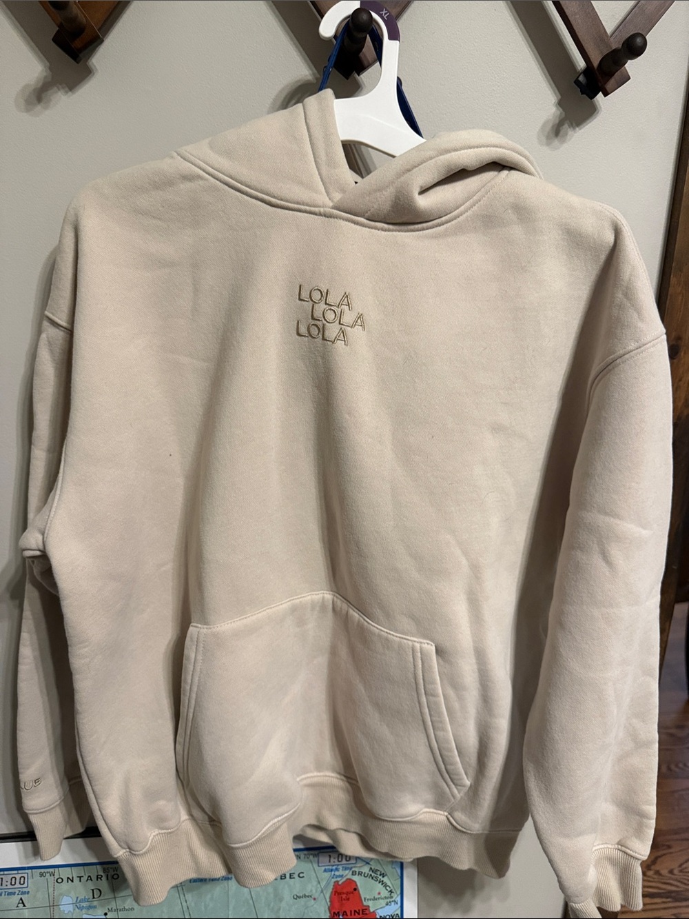 Lola (lola Blanket brand) Women’s Cream Crewneck Hoodie with Embroidered Logo